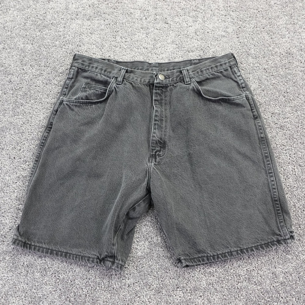Wrangler Authentic Jeans Shorts Mens 36 Black Vintage Denim Relaxed Fit L413-036